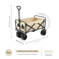 Chariot pliable robuste avec grandes roues pour le sable, portable pour le camping, le sport et les activités de plein air, personnalisable OEM, en maille