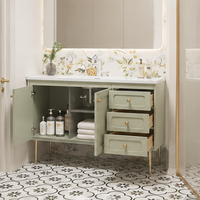 Comptoir de salle de bain moderne en pierre frittée avec vasque intégrée et miroir intelligent, sur mesure pour hôtels, vente en gros directe usine