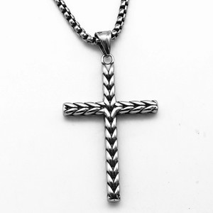 yunnique <b>Titanium</b> Steel Cross Pendant Necklace Unisex Stainless Steel Religious Jewelry Geometric Design Fashion Necklace - Product Image 2