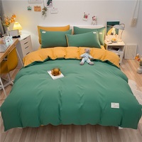 Ensemble de literie à rayures et à carreaux, 4 pièces, drap, housse de couette, taies d'oreiller