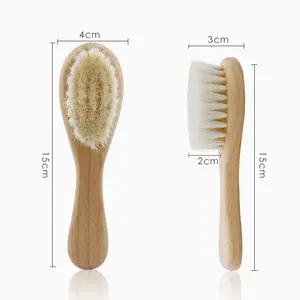 Private Label Natural Use Soft Wool Goat Bristle Wooden Cleaning Mini Massage Comb Baby Wood Goat Brush Hair