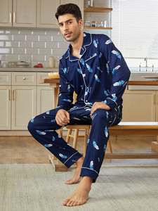 Piping High Quality Long Lounge Wear His and Hers Pyamas a juego <span class=keywords><strong>Family</strong></span> Cozy Bamboo Pijama Sets - Product Image 2