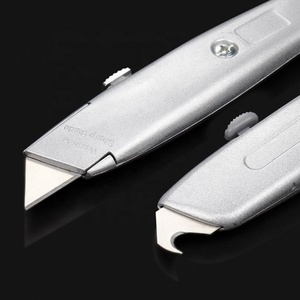 Silver Safety Retractable <b>Box</b> Cutter with Aluminium Handle <b>Heavy</b> <b>Duty</b> Utility Knife Customized OEM Support - Product Image 4