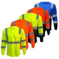 Camisa de Seguridad Reflectante Ligera de Manga Larga para Trabajadores al Aire Libre, Alta Visibilidad, Clase 3, Camisa de Construcción
