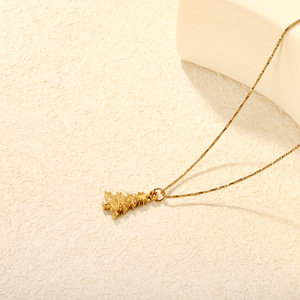 Conjunto de pendientes y collar de árbol de Navidad para mujer, joyería de fiesta de Color dorado, colgante de moda, regalo de vacaciones, joyería fina - Product Image 2