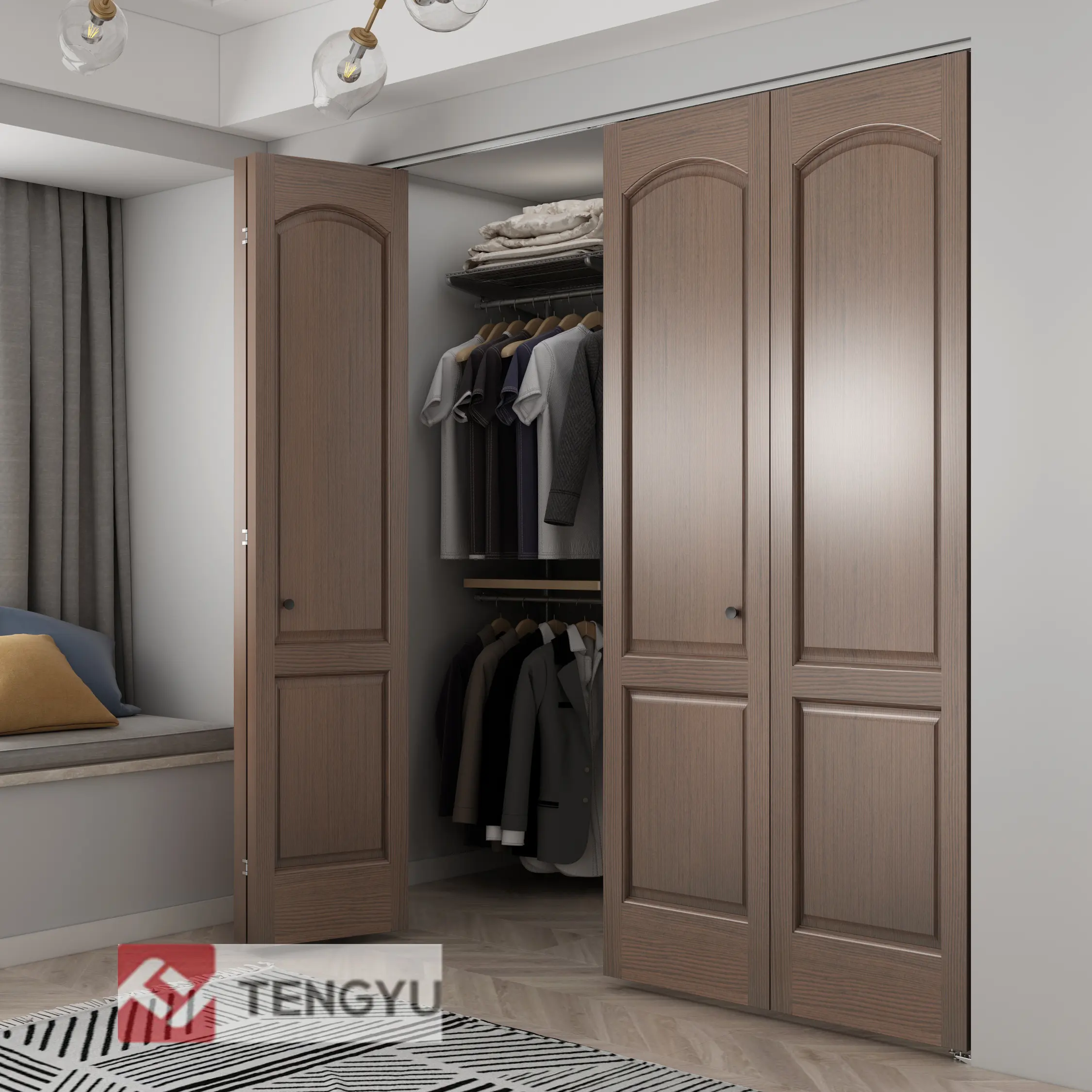 Tengyu Kit Hardware per porte a soffietto per armadio e guardaroba, sistema di porte scorrevoli interne