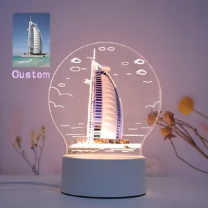 Lámpara <span class=keywords><strong>de</strong></span> noche acrílica 3D con imagen personalizada <span class=keywords><strong>de</strong></span> Dubái, luz <span class=keywords><strong>de</strong></span> mesita <span class=keywords><strong>de</strong></span> noche, cualquier foto puede personalizarse, producto <span class=keywords><strong>de</strong></span> nuevo diseño - Product Image 1