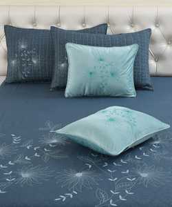 <b>Crown</b> Embroidered <b>King</b> Size Bedsheet Set 90x100 Inch with 2Quilted Embroidery Pillow Covers and 2Holland Embroidered Cushion cov - Product Image 2