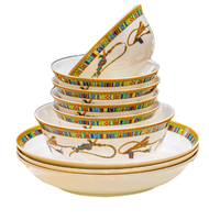 Service de Table de Luxe en Porcelaine Fine 16 Pièces, Motif Floral Européen avec Incrustations Dorées, Assiettes et Bols, Compatible Lave-Vaisselle, Micro-ondes et Congélateur, En Stock