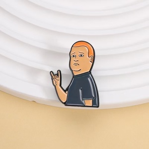 Broche de solapa de aleación de zinc con diseño de ángel y cruz, estilo divertido de programa de televisión de dibujos animados, con cita divertida y gesto de te amo, venta al por mayor - Product Image 2