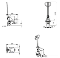 Chariot à roulettes pour conteneurs d'expédition, capacité de 8 tonnes, avec levage hydraulique manuel, équipement de manutention, entrepôt, 4 pièces/ensemble
