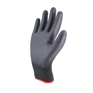 Durable Breathable 13G Black Nylon PU Finish Coated Construction Work Safety PU Gloves For General Purpose Work