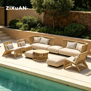 Muebles de Jardín para Hoteles y Restaurantes, Conjuntos de Sofás Modernos, Sillas de Patio, Tumbonas de Lujo Impermeables para Exteriores, Sofá de Ratán - Product Image 3