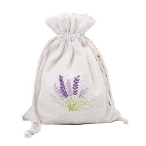 Sacs de Sachet de Lavande en Lin de Coton Rechargeables avec Cordon de Serrage de Logo Brodé Personnalisé pour Fleurs Séchées et Épices - Product Image 1