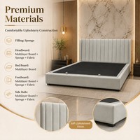 Lit plateforme rembourré en tissu vert avec tête de lit verticale capitonnée pour chambre à coucher professionnelle, fourniture OEM personnalisée B2B