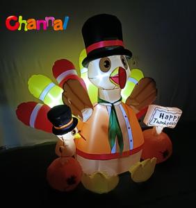 Pavo Inflable de Acción de Gracias con <span class=keywords><strong>Calabaza</strong></span> y Luces LED, Decoración Inflable para Jardín Exterior para Festivales - Product Image 5