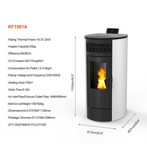 Estufa <span class=keywords><strong>de</strong></span> <span class=keywords><strong>Pellets</strong></span> <span class=keywords><strong>de</strong></span> Biomasa para Interiores, Diseño Redondo Moderno, Ecológica, 14.3kW, CE ROHS KF1501A, Calefactor <span class=keywords><strong>de</strong></span> <span class=keywords><strong>Pellets</strong></span> para el Hogar - Product Image 2