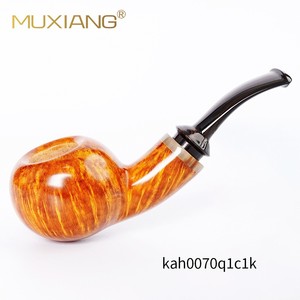 Muxiang Tobacco Pipe Bent Type Spanish Heather Root Burl With Bull Horn Mouthpiece - Product Image 1