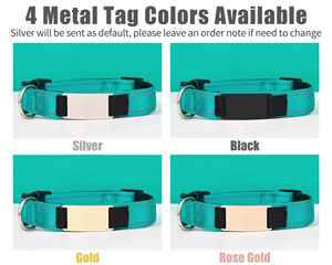 Collar reflectante de color verde azulado para perro, correa personalizada, collar ajustable para gato con cinta personalizada, placa de metal grabada, campana gratuita, diseño único - Product Image 6