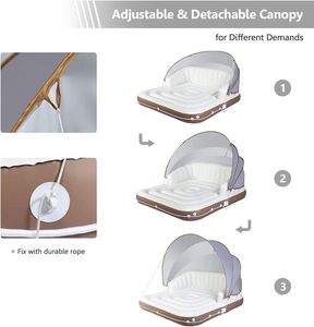 Île flottante gonflable <span class=keywords><strong>Giantex</strong></span> pour adultes avec pare-soleil rétractable SPF50+, 71" x 71", 2 porte-gobelets, dossier et accoudoirs - Product Image 6