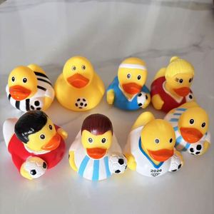 Wholesale Customized 2026 Football Cup Cartoon Bath Clean Water <b>Spraying</b> Promotion Plastic Vinyl <b>Rubber</b> Duck Toy - Product Image 3