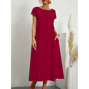 Abito Casual da Donna <span class=keywords><strong>Chic</strong></span> ed Elegante 2023, Vestito Senza Maniche a Tinta Unita, Lunghezza Midi, Vendita Economica - Product Image 6
