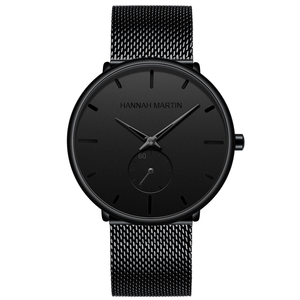 Reloj de Lujo para Hombre, Diseño Minimalista Hueco Tallado, Correa de Malla Negra, Reloj de Pulsera de Cuarzo para Negocios <span class=keywords><strong>y</strong></span> Moda - Product Image 5