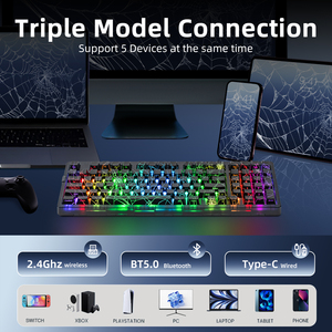 <span class=keywords><strong>Clavier</strong></span> mécanique transparent ZORNHER ZH980 avec touches en forme de toile d'araignée, <span class=keywords><strong>clavier</strong></span> de jeu sans fil tri-mode pour PC - Product Image 5