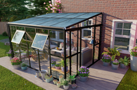 Serre en verre ROYAL PARK LEAN-TO avec structure en aluminium et paroi entièrement vitrée pour serre/véranda extérieure moderne
