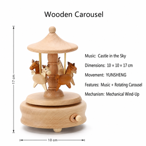 Boîte à musique rotative créative en bois, <span class=keywords><strong>carrousel</strong></span>, grande roue, <span class=keywords><strong>tour</strong></span> <span class=keywords><strong>Eiffel</strong></span>, décoration d'intérieur multi-styles, cadeau d'anniversaire ou <span class=keywords><strong>de</strong></span> Noël pour enfants - Product Image 3