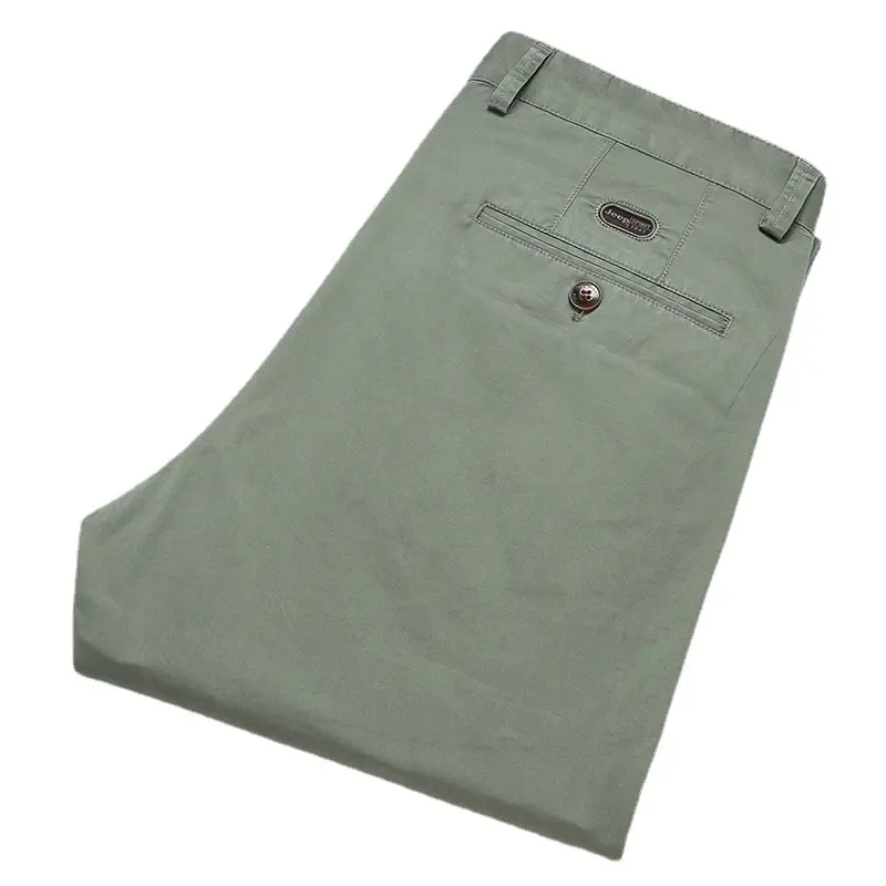 Spring Summer 97% Cotton Casual Pants Mens Clothing Straight Business Green Black Khaki Trousers For Men