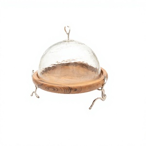 Plateau de service en bois de conception merveilleuse avec l'hôtel de dôme et le support de service de table de restaurant avec le dôme en verre - Product Image 1
