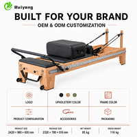 Machine de Pilates Reformer Professionnelle en Bois de Chêne Massif, Réglable sur Toute la Longueur, Portable, pour la Santé, Usage Commercial en Salle de Sport et Studio de Fitness