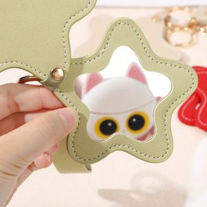 Creative Pu <b>Star</b>-Shaped Pendant New Five-Pointed <b>Star</b> Leather Keychain Portable Cute <b>Mirror</b> - Product Image 2
