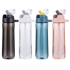 Botella de Agua Deportiva de Plástico Transparente Ecológica de 600 ml, Vaso de Viaje para Beber Directamente, para Gimnasio - Product Image 1