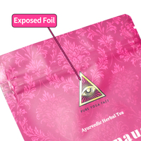 Pochette debout étanche à l'humidité de gousset de fond imprimé personnalisé Sacs d'emballage de thé vides amincissants à base de plantes en aluminium avec fermeture éclair