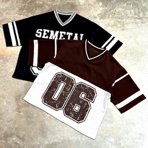 Camisetas de Fútbol de Manga Corta con Cuello en V, Tejidas, Impresas en Serigrafía, Transpirables, de Alta Calidad, Diseño Casual de Verano, Venta al Por Mayor - Product Image 1