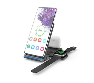 Nouvelles idées de produits 2024 3 en 1 15W Fast Qi Wireless Charger pour Iphone15 13 12 11 X XS XR 8 Pour Airpods Pro Apple Watch SE 6 5 4
