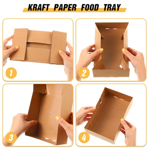 Scatola da pranzo in carta Kraft usa e getta personalizzata pieghevole crocchette di pollo patatine fritte da asporto vassoio Snack stampato <span class=keywords><strong>Open</strong></span> Boat Design <span class=keywords><strong>Food</strong></span> - Product Image 6