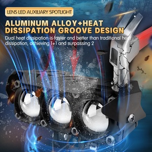 Faro LED <span class=keywords><strong>de</strong></span> 3 lentes para motocicleta con ventilador, luces auxiliares <span class=keywords><strong>de</strong></span> conducción, bombilla antiniebla para coche, camión, SUV - Product Image 2