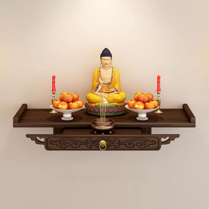 Özel çin tarzı tanrı standı ahşap buda sunak raf sunan kabine buda ile çekmece - Product Image 1