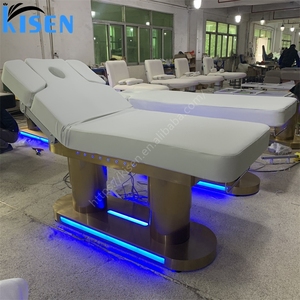 Kisen Customize Color High Quality Leather Comfortable Foam Mattress Fashion Led Light 4 Mortors Massage Table Beauty <b>Bed</b> - Product Image 4