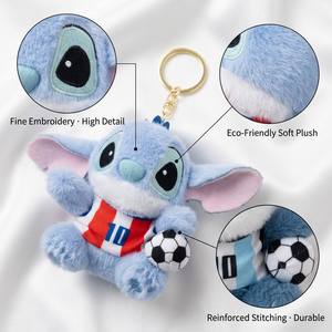 Porte-clés en peluche mignon Alien bleu de dessin animé, thème sportif (football, basketball), mini poupée en peluche, breloque de sac, cadeau, vente en gros - Product Image 3