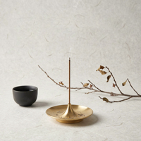 BECORA Mini porte-encens en laiton fait main, finition dorée, pour la méditation, la décoration religieuse et aromatique de la maison