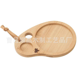 Plateau à steak en bambou avec compartiment pour sauce, planche de service suspendue pour viande et légumes, couleur bois naturel - Product Image 2