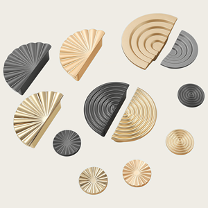 Modern Light Luxury Zinc Alloy Handles Fan Shape Spiral Radial Single Hole Pulls for Kitchen Cabinet Wardrobe Bedroom Dresser - Product Image 2