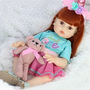 Muñeca de chica de cuerpo entero de silicona y Vinilo Suave, ojos acrílicos cambiables, pelo liso rojo, 53Cm, a la venta - Product Image 3