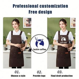 Delantal Unisex Ajustable al por Mayor con Logotipo Personalizado Bordado, Delantal Impermeable para Trabajo, Cocina, Camareros, Restaurante - Product Image 2