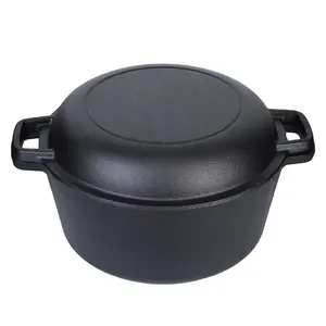 高品质铸铁两用组合炊具荷兰烤箱酱锅二合一库存锅盖烤架锅