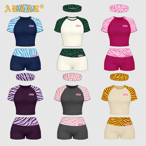 Completo Set Estivo Y2K Personalizzato 2026: T-shirt Raglan a Maniche Corte in Tessuto Stampa Zebrata Trendy e Pantaloncini Loungewear da <span class=keywords><strong>Donna</strong></span> - Product Image 1